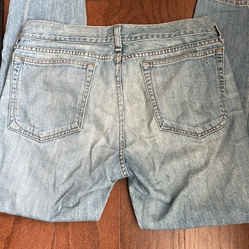 Rag & Bone Straight Leg Jeans Low Rise Cropped Distressed Blue Light Wash W 26